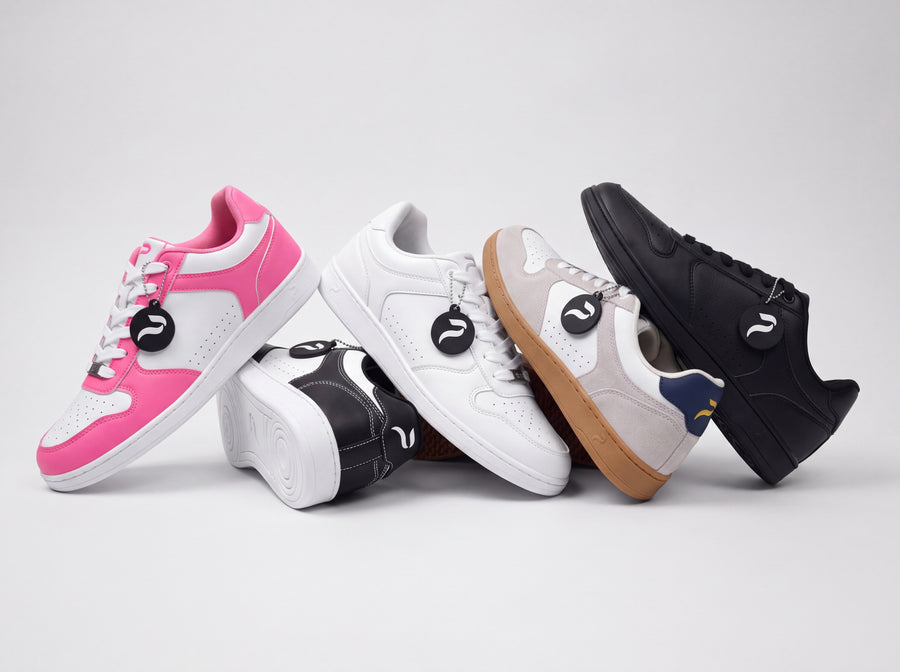A row of Flow 2 dance sneakers